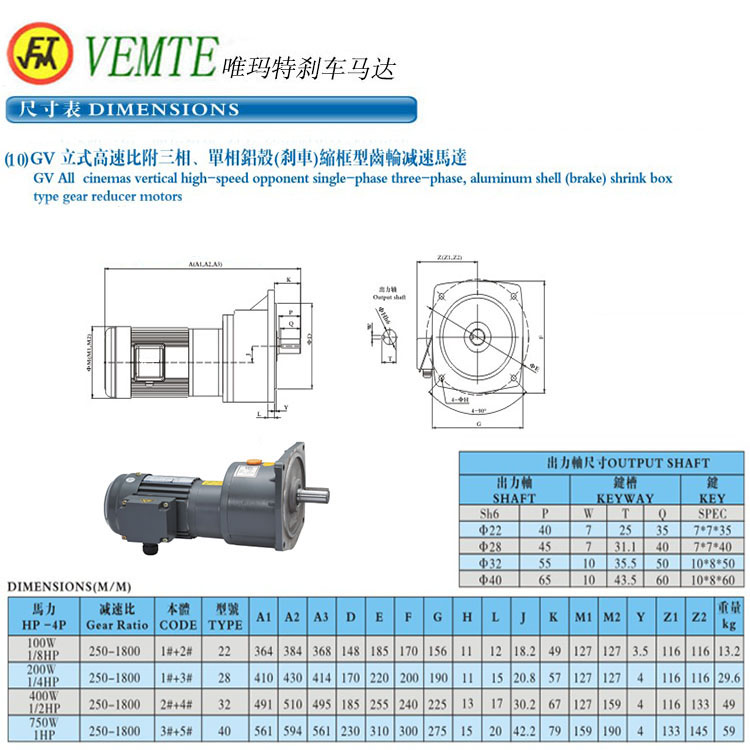 GV立式高速比附三項(xiàng)單項(xiàng)鋁殼剎車縮框型齒輪減速馬達(dá)