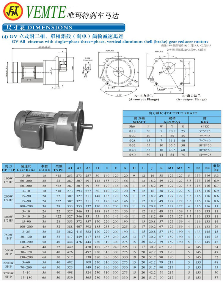 GV立式三項(xiàng)，單項(xiàng)齒輪減速馬達(dá)