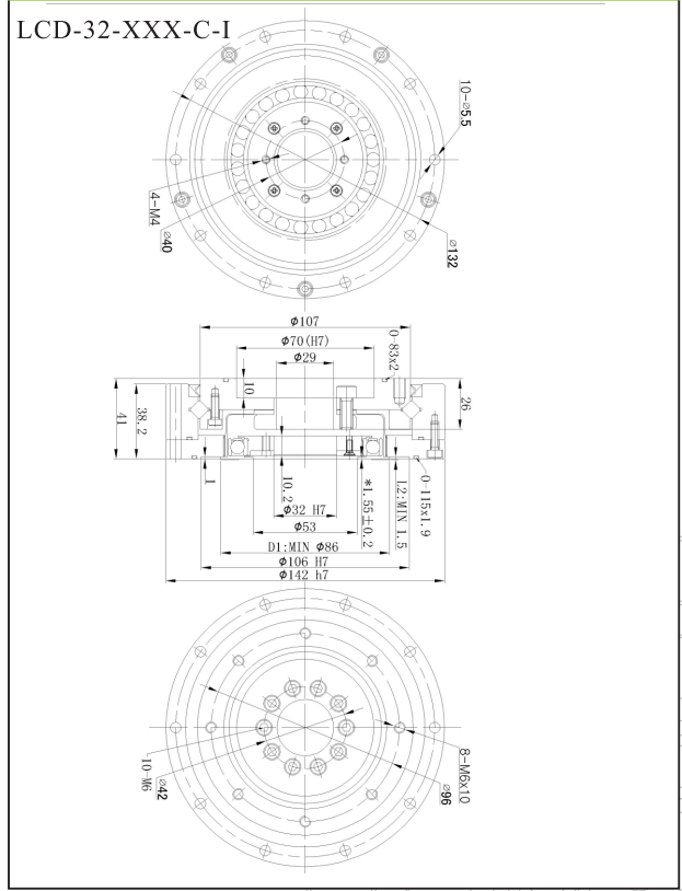 LCD32諧波減速機尺寸圖