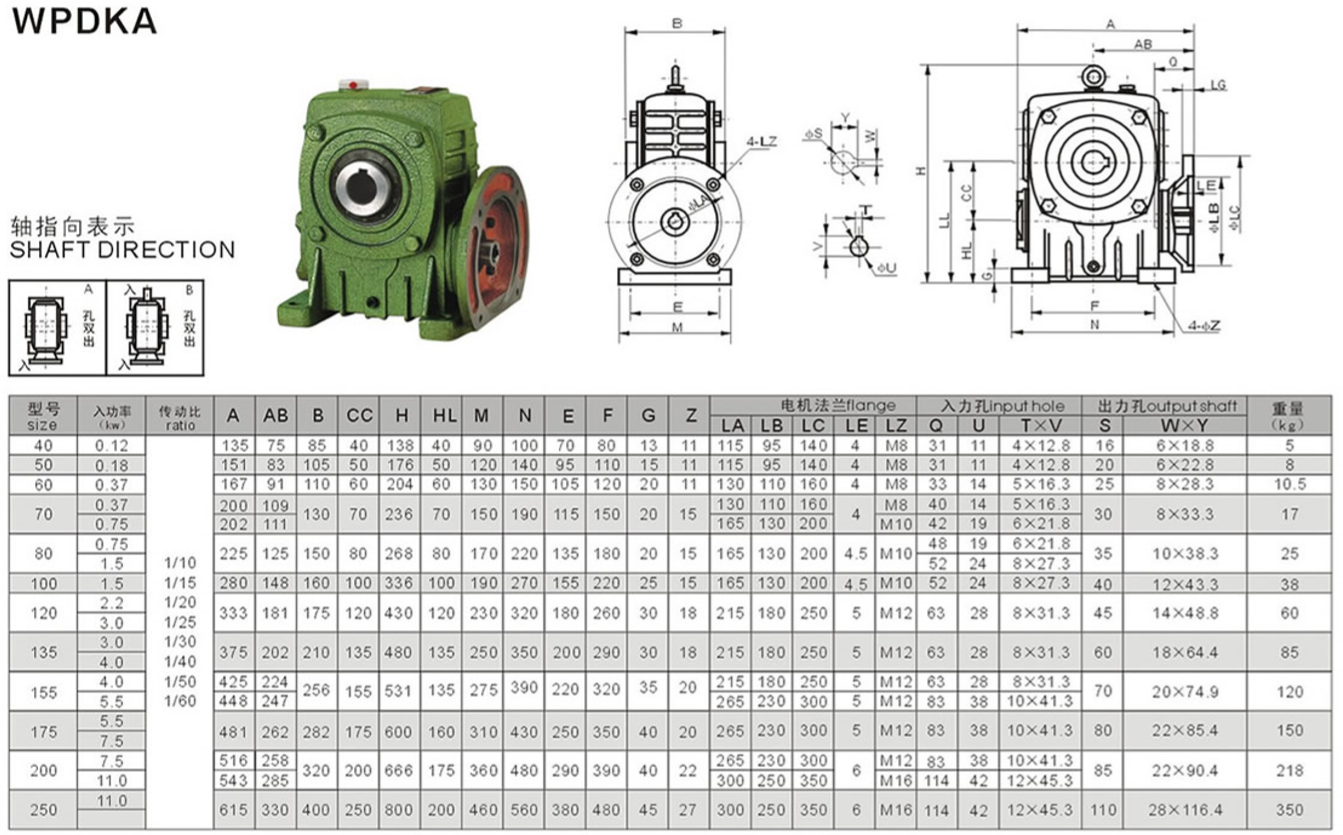 WPDKA減速機尺寸圖紙